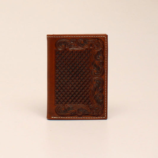 Ariat Tooled Basketweave/Floral Trifold Wallet