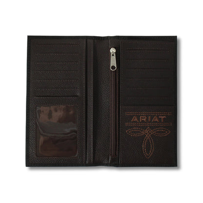 Ariat Plain Black Pressed Logo Rodeo Wallet