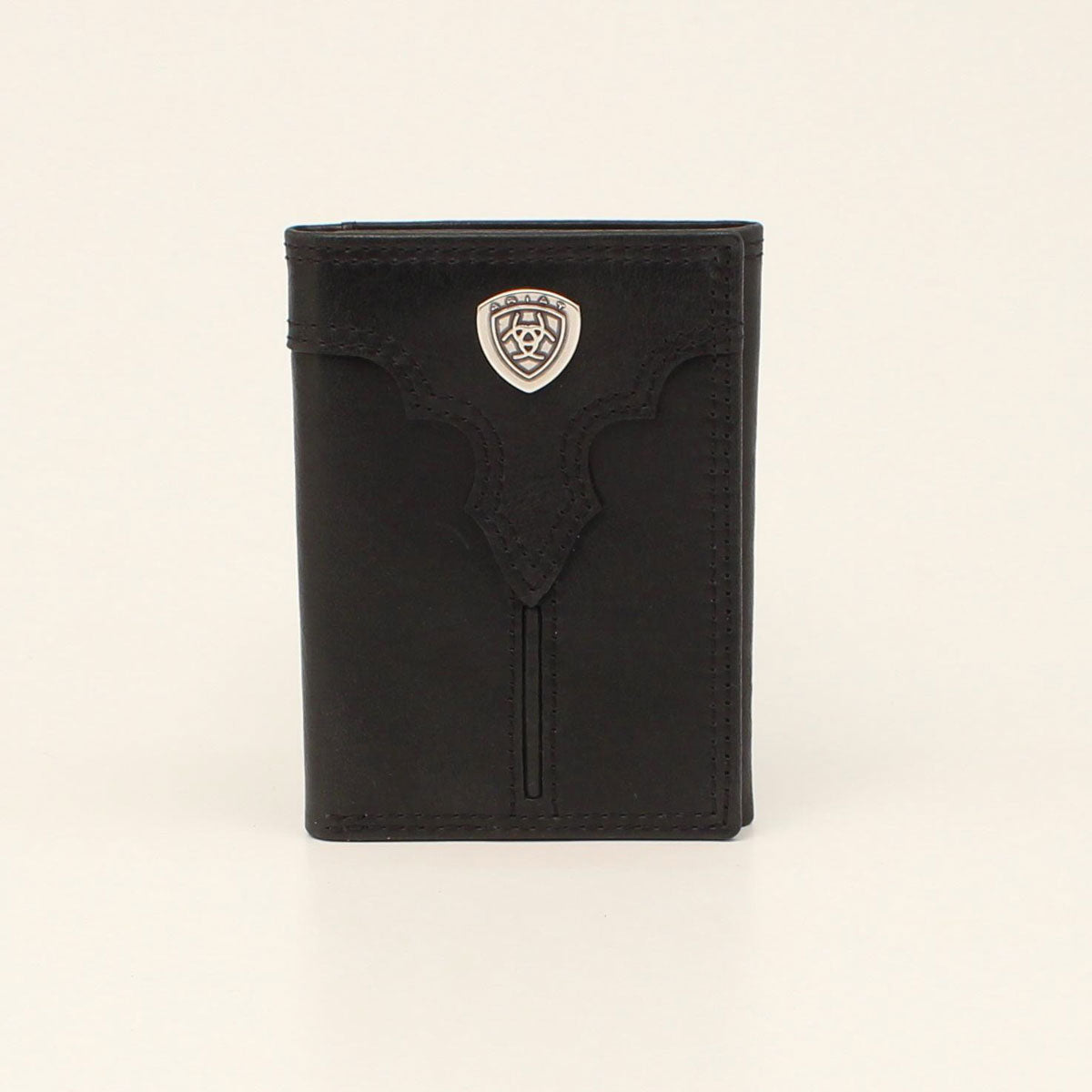 Ariat Mens Trifold Wallet Center Shield Black