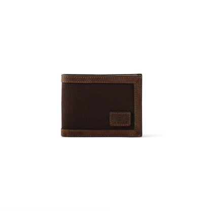 Ariat Canvas and Leather Brown Leather Bifold Wallet