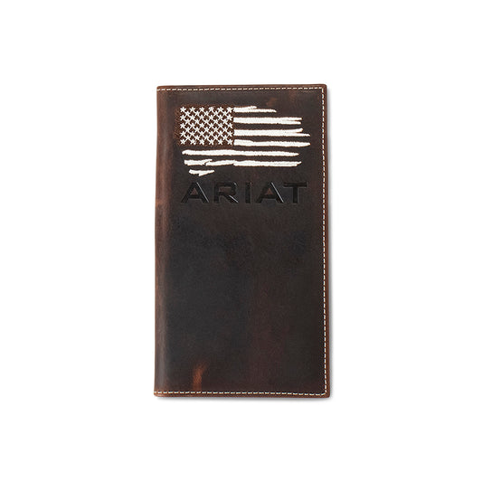Ariat Distressed American Flag Brown Rodeo Wallet