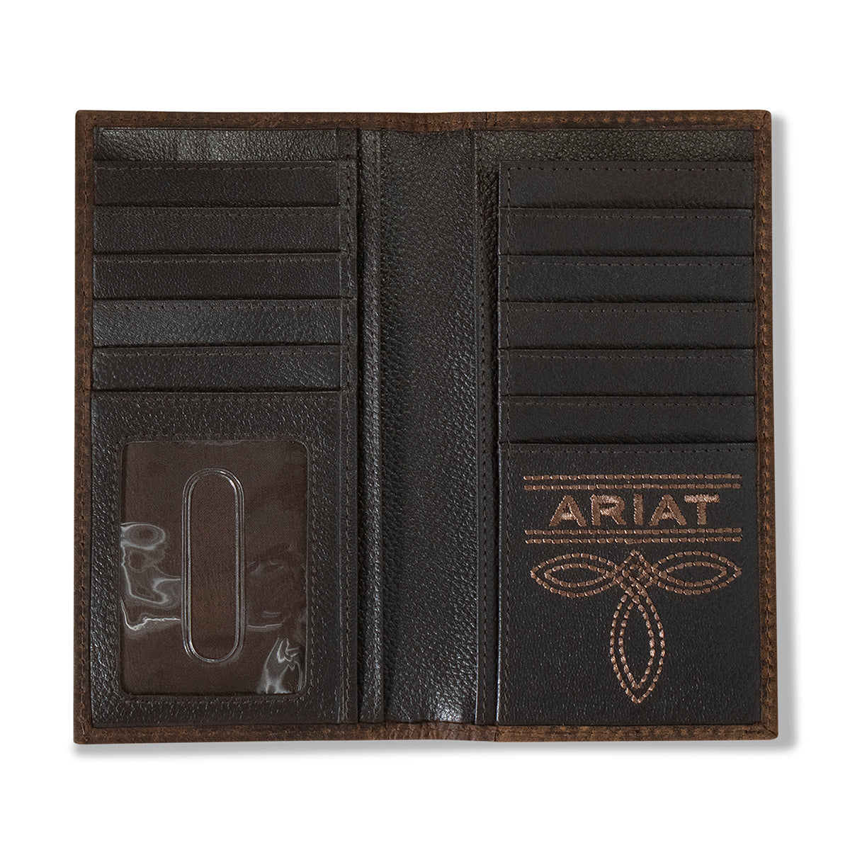 Ariat Brown Bullhide Embroidered Rodeo Wallet