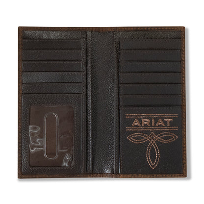 Ariat Brown Bullhide Embroidered Rodeo Wallet