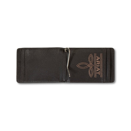 Ariat Bullhide Brown Embroidered Money Clip Wallet