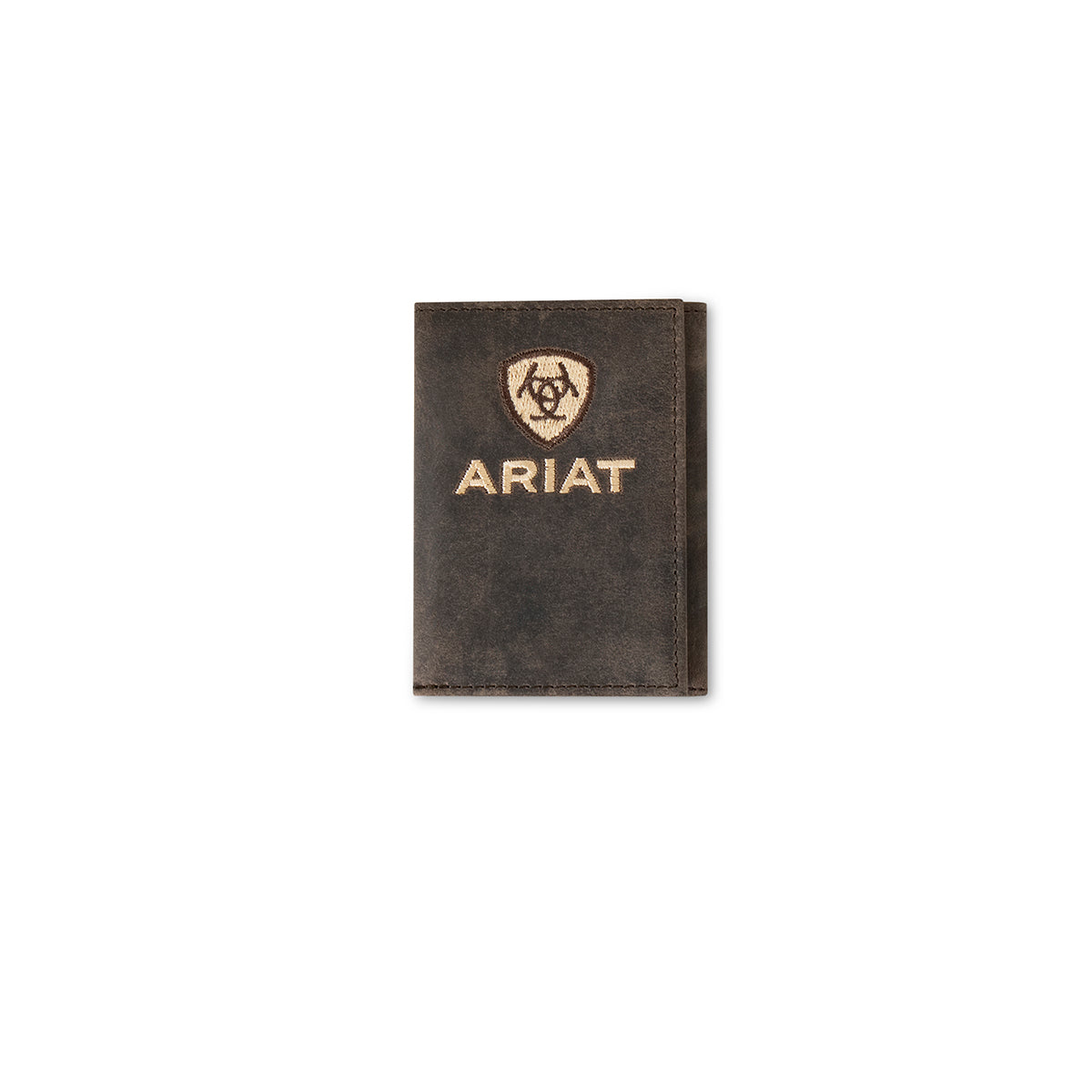 Ariat Brown Crazy Horse Embroidered Trifold Wallet