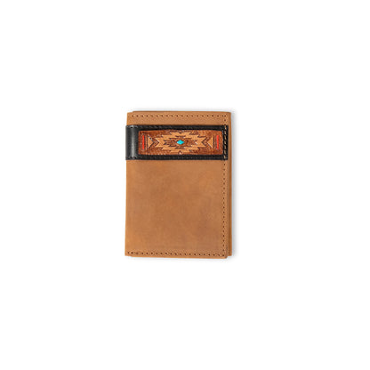 Ariat Southwestern Aged Bark Tri-Fold Wallet