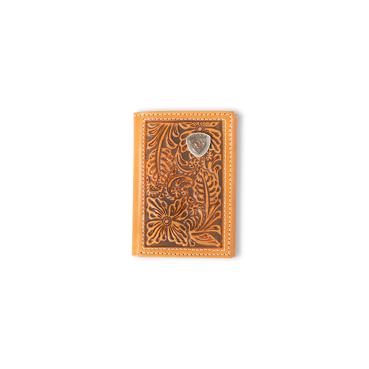 Ariat Floral Embossed Tan Trifold Wallet
