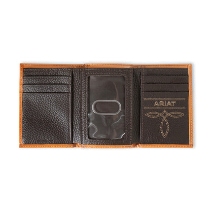 Ariat Floral Embossed Tan Trifold Wallet