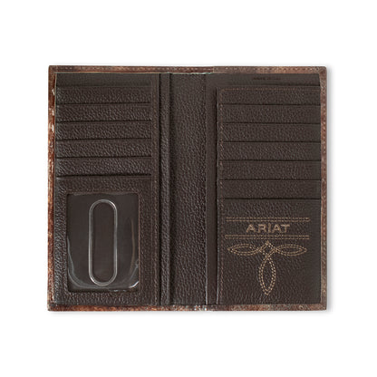 Ariat Embossed Teal/Brown Leather Rodeo Wallet