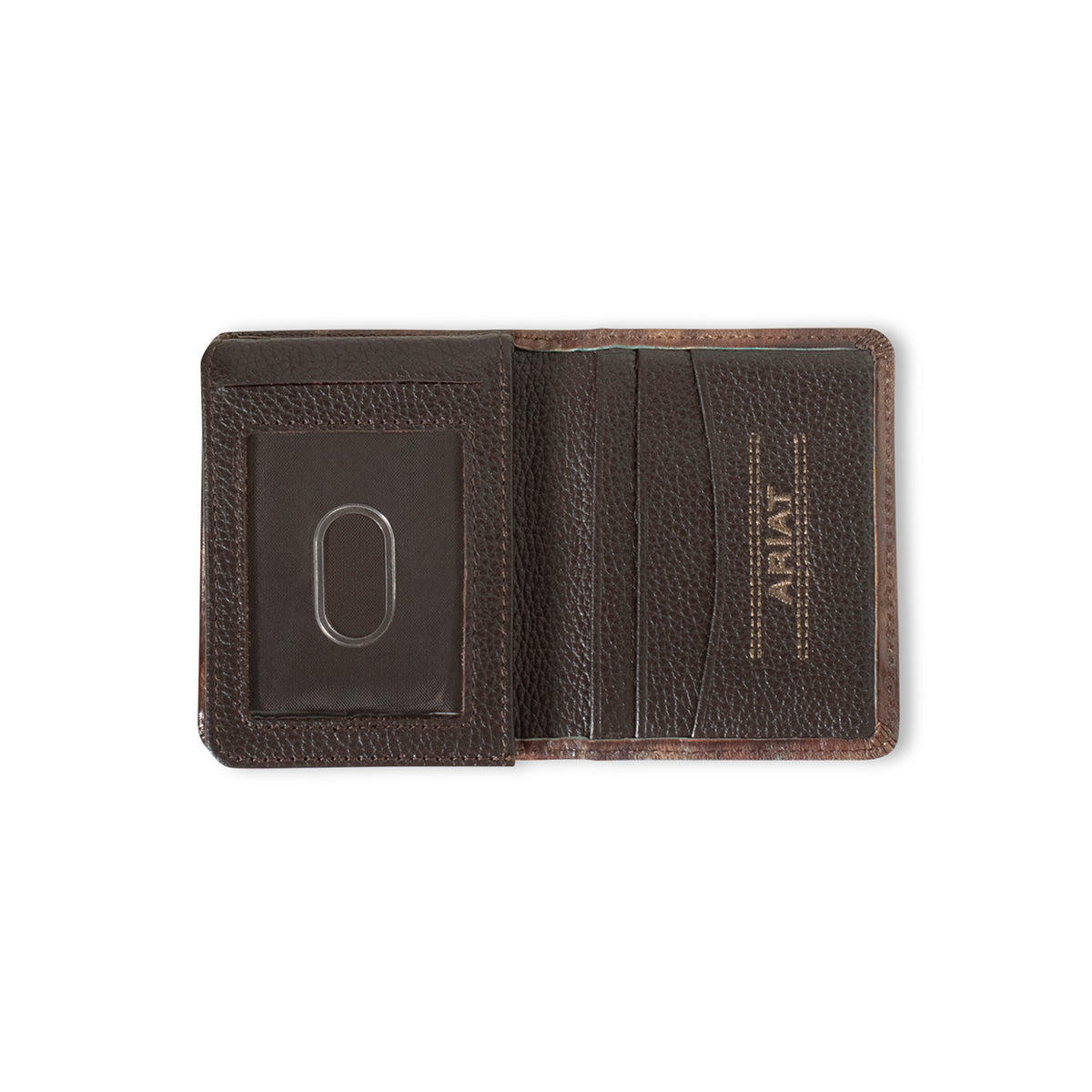 Ariat Embossed Teal/Brown Leather Bifold Wallet