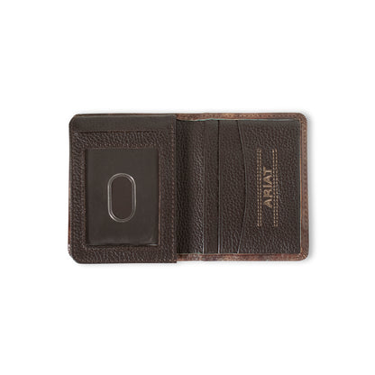 Ariat Embossed Teal/Brown Leather Bifold Wallet