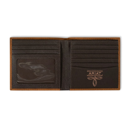 Ariat Scrolling Embossed Medium Brown Large Bi-fold Wallet