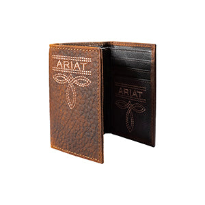 Ariat Mens Trifold Wallet But Stitch Brown