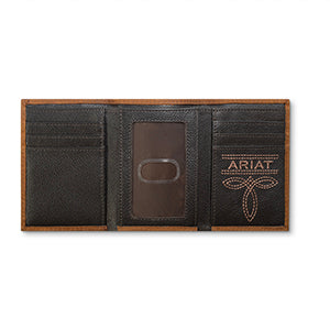 Ariat Trifold Wallet Ariat Sheild Embossed Medium Brown