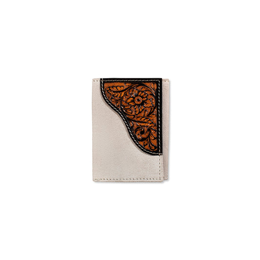 Ariat Trifold Wallet Roughout Floral Overlay Grey