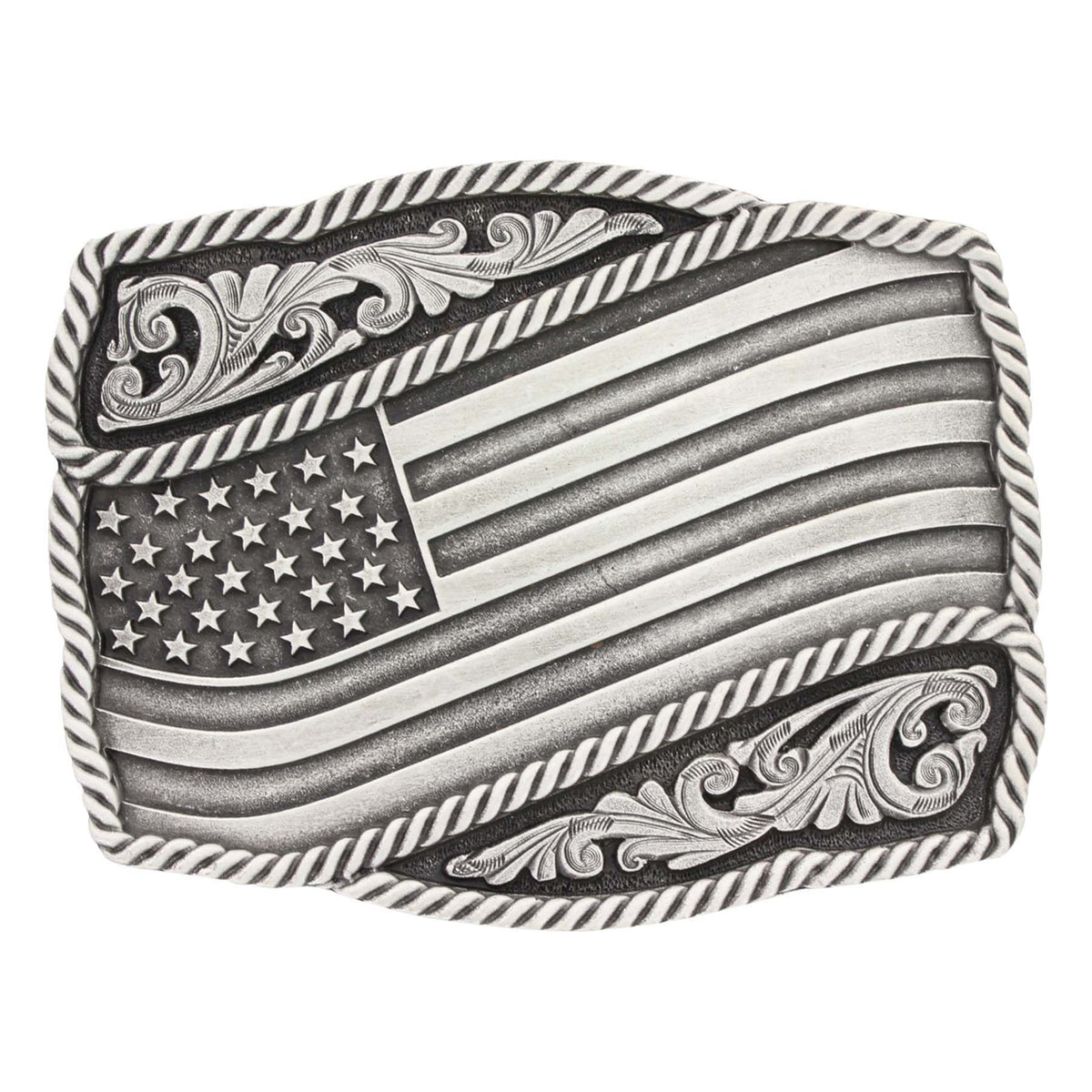 Attitude Silver American Flag Buckle