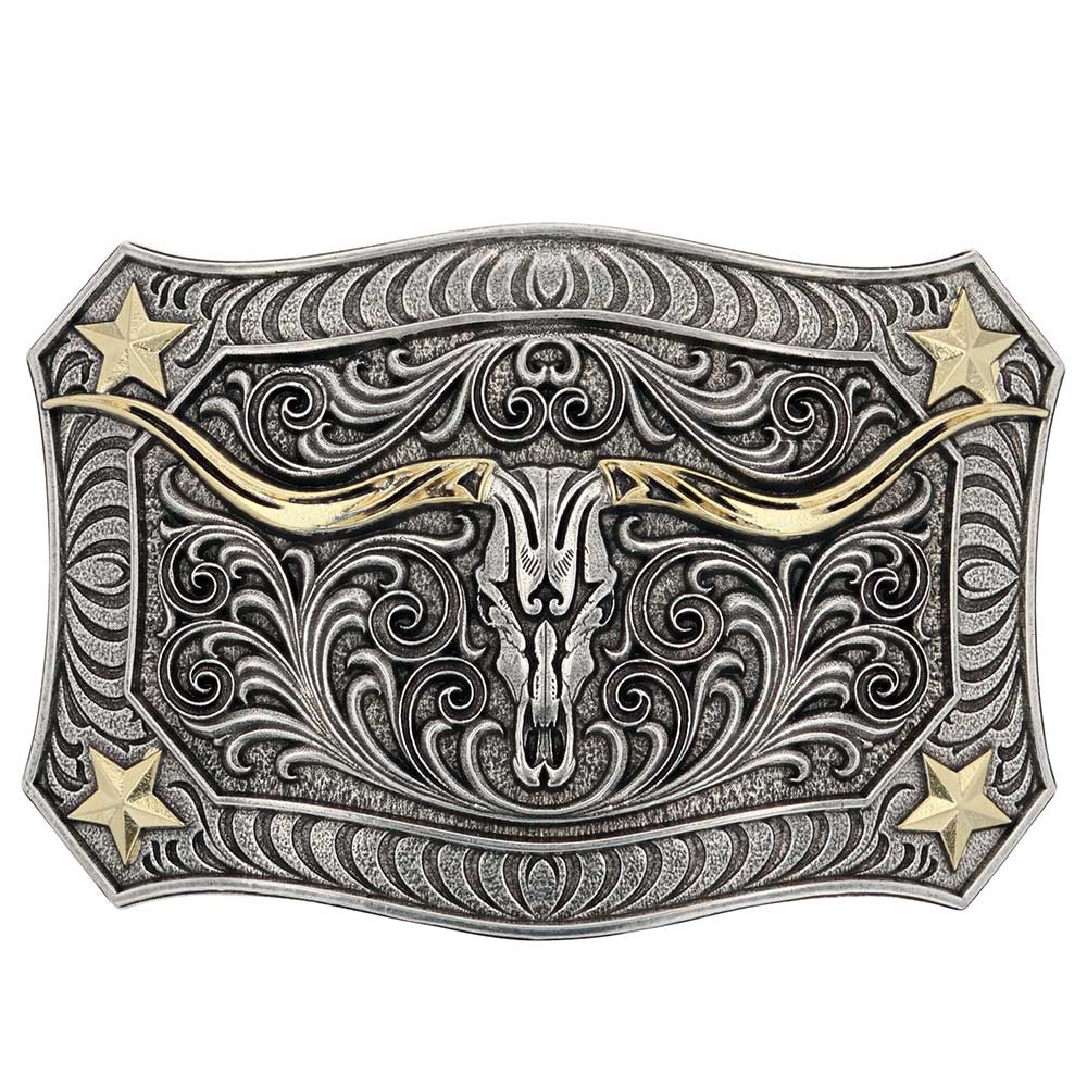 Attitude Longhorn Crest Filigree Attitude Belt Buckle