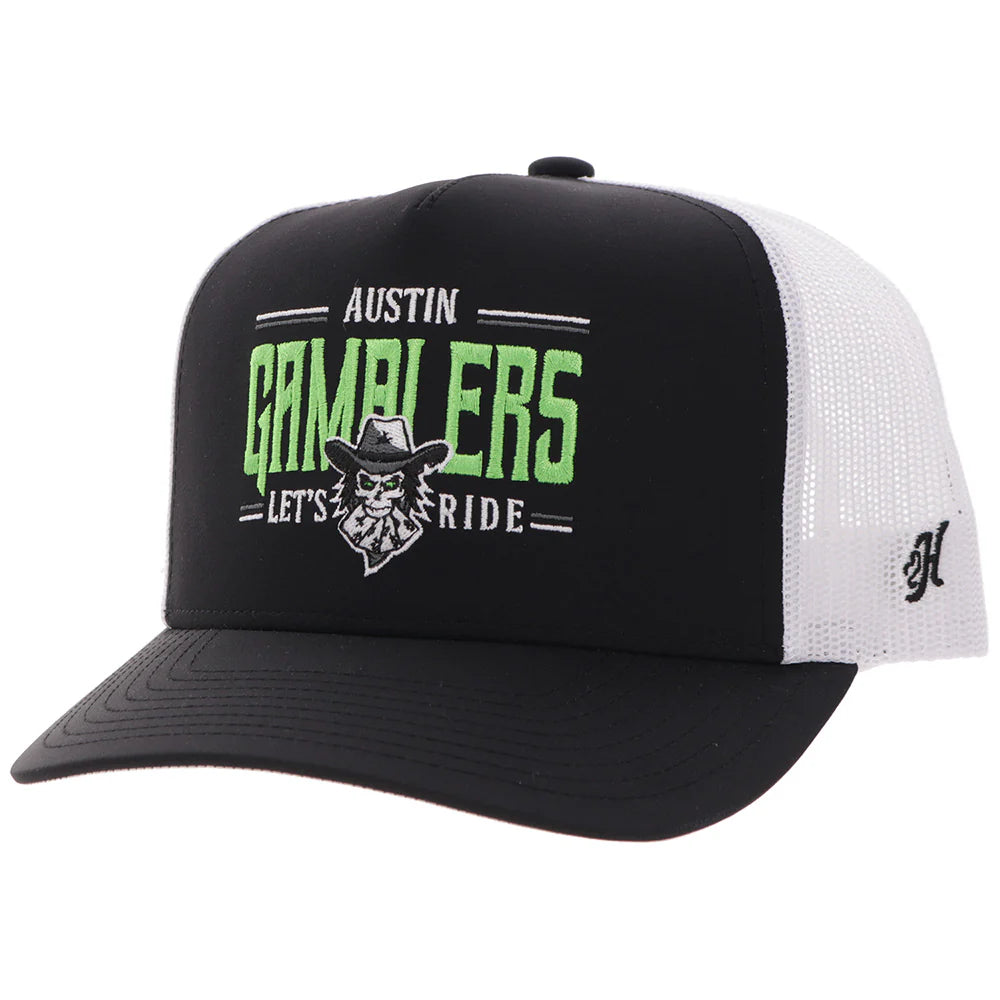 Hooey Austin Gamblers Hat Black/White with Green & White Logo