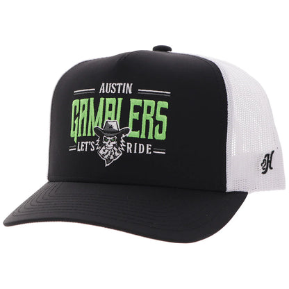 Hooey Austin Gamblers Hat Black/White with Green & White Logo