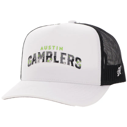 Hooey Austin Gamblers Hat White/Black with Black & Green Logo