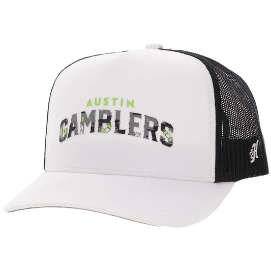 Hooey Austin Gamblers Hat White/Black with Black & Green Logo
