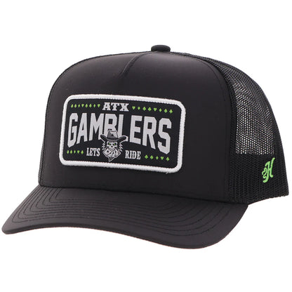 Hooey Austin Gamblers Black 5-Panel Trucker with White Patch