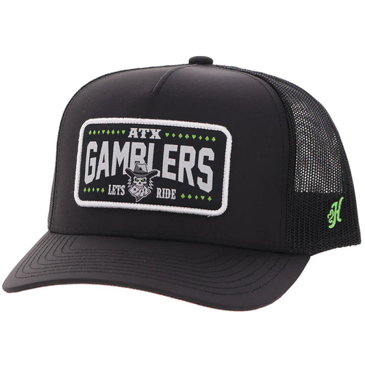 Hooey Austin Gamblers Black 5-Panel Trucker with White Patch