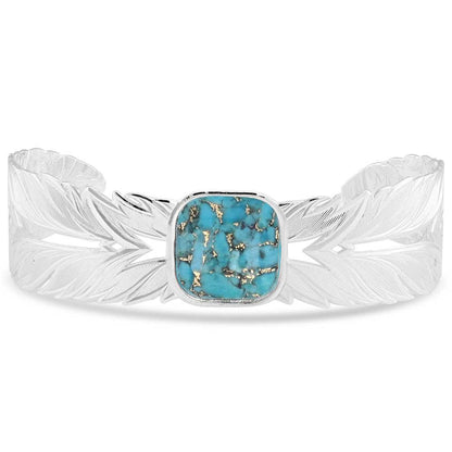 Montana American Made Feather Silver Turquoise Bracelet