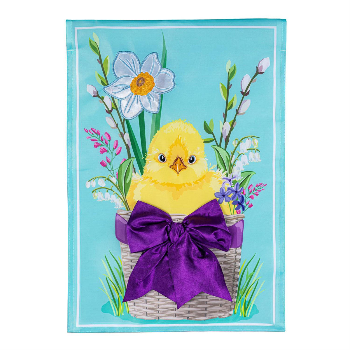 Evergreen Easter Bow Basket Applique Garden Flag