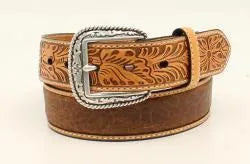 Ariat Faux Crocodile Belt With Floral Embossed Ends
