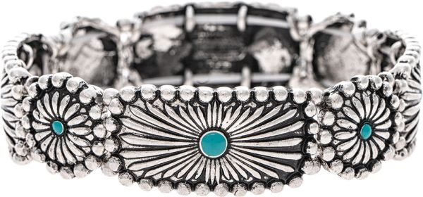 Rain Silver Blue Gem Southwestern Bracelet