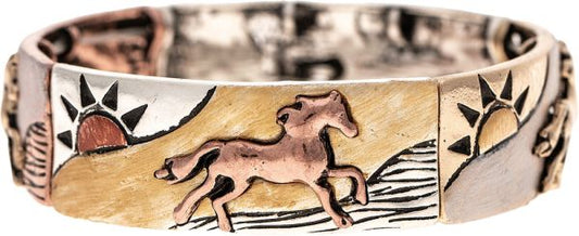 Rain Multi Metal Free Range Horse Bracelet
