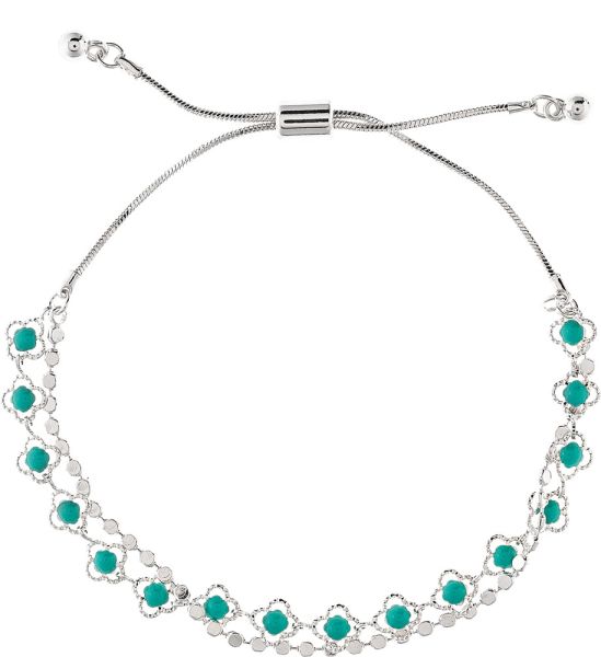 Rain Silver Blue Enamel Clovers Slide Bracelet