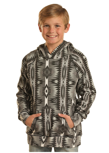 Panhandle Kids Print Hoodie Aztec Black