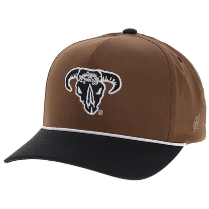 Bad Company Tan 5-Panel Trucker with Red White Embroidery Logo