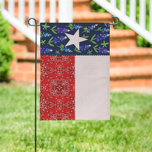 Evergreen Vintage Fabrics Texas Flag Burlap Garden Flag