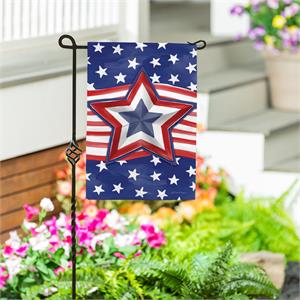 Evergreen Patriotic Star Power Garden Flag