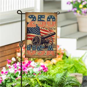 Evergreen 250th Anniversay Cannons Garden Flag