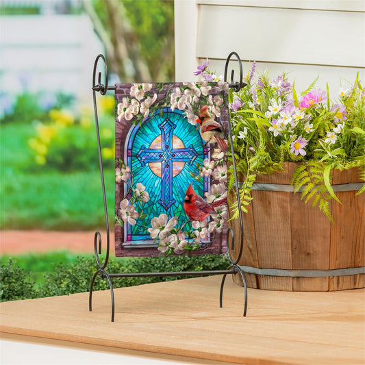 Evergreen Sunday Morning Burlap Garden Flag