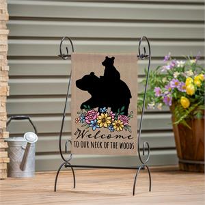 Evergreen Welcome to Our Neck of the Woods Burlap Garden Flag