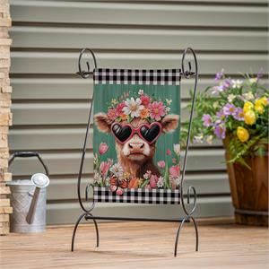 Evergreen Floral Sunglasses Highland Cow Burlap Garden Flag