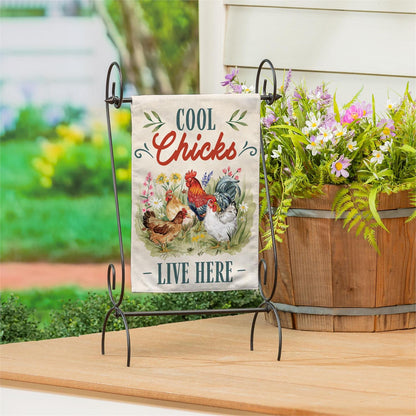Evergreen Petal & Plow Cool Chicks Burlap Garden Flag