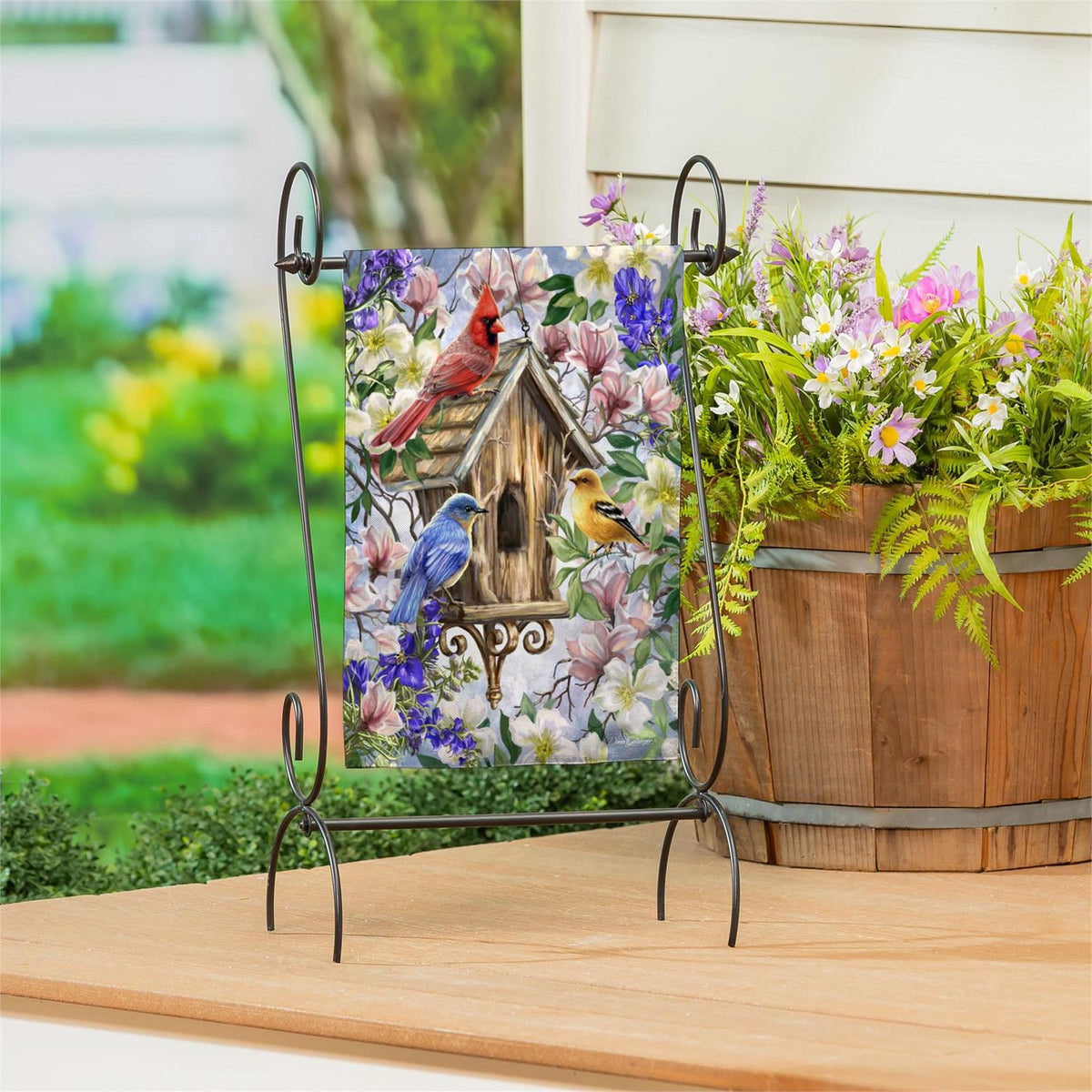 Evergreen Spring Awakens Burlap Garden Flag