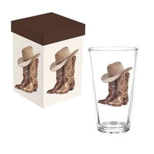 Evergreen Boots & Bows Western Cowboy Boots Bar Glass