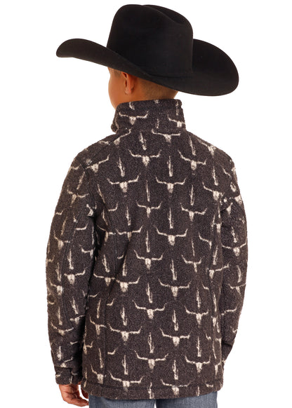 Rock and Roll Printed Berber 1/4 Zip Charcoal