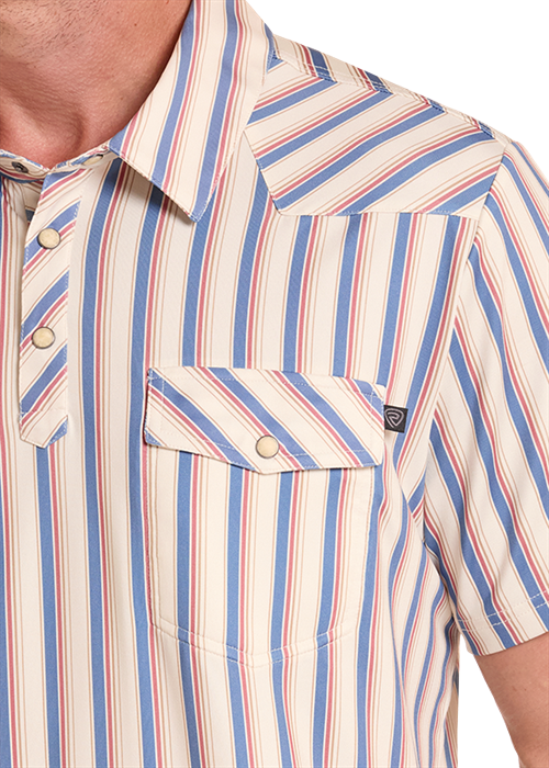 Rock & Roll Striped Wester Polo Natural
