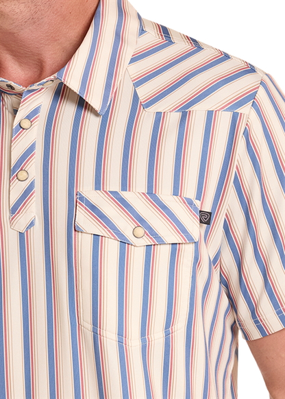Rock & Roll Striped Wester Polo Natural