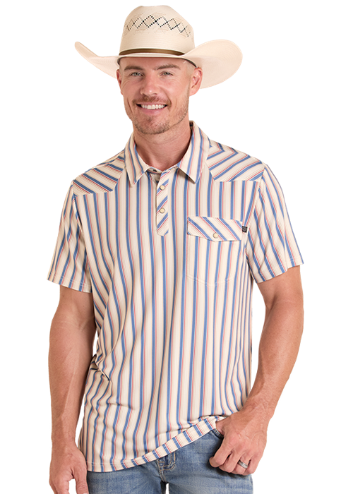 Rock & Roll Striped Wester Polo Natural
