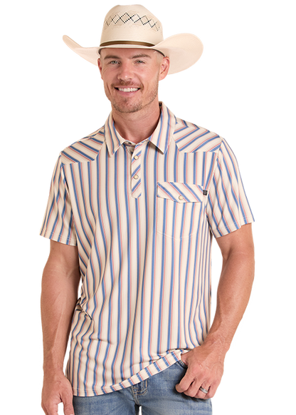 Rock & Roll Striped Wester Polo Natural