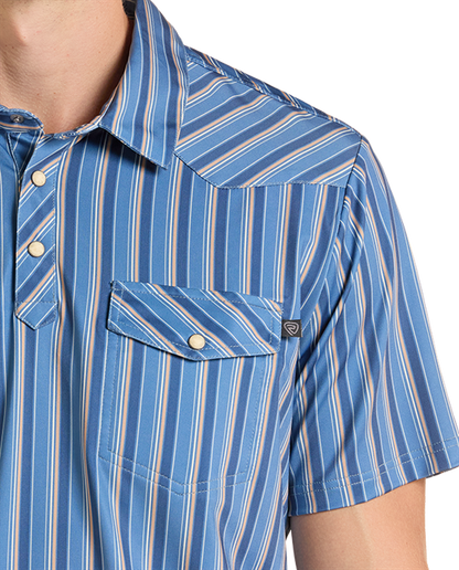 Rock & Roll Striped Western Vintage Polo Blue